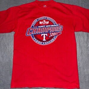 Texas Rangers 2011 AL West Division Champions T‑Shirt Men’s Size L Red MLB Tee